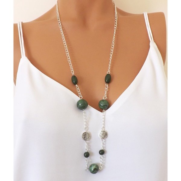 long necklace long necklace for women green, costume jewelry in handmade pearls an ideal fashion accessory for summer