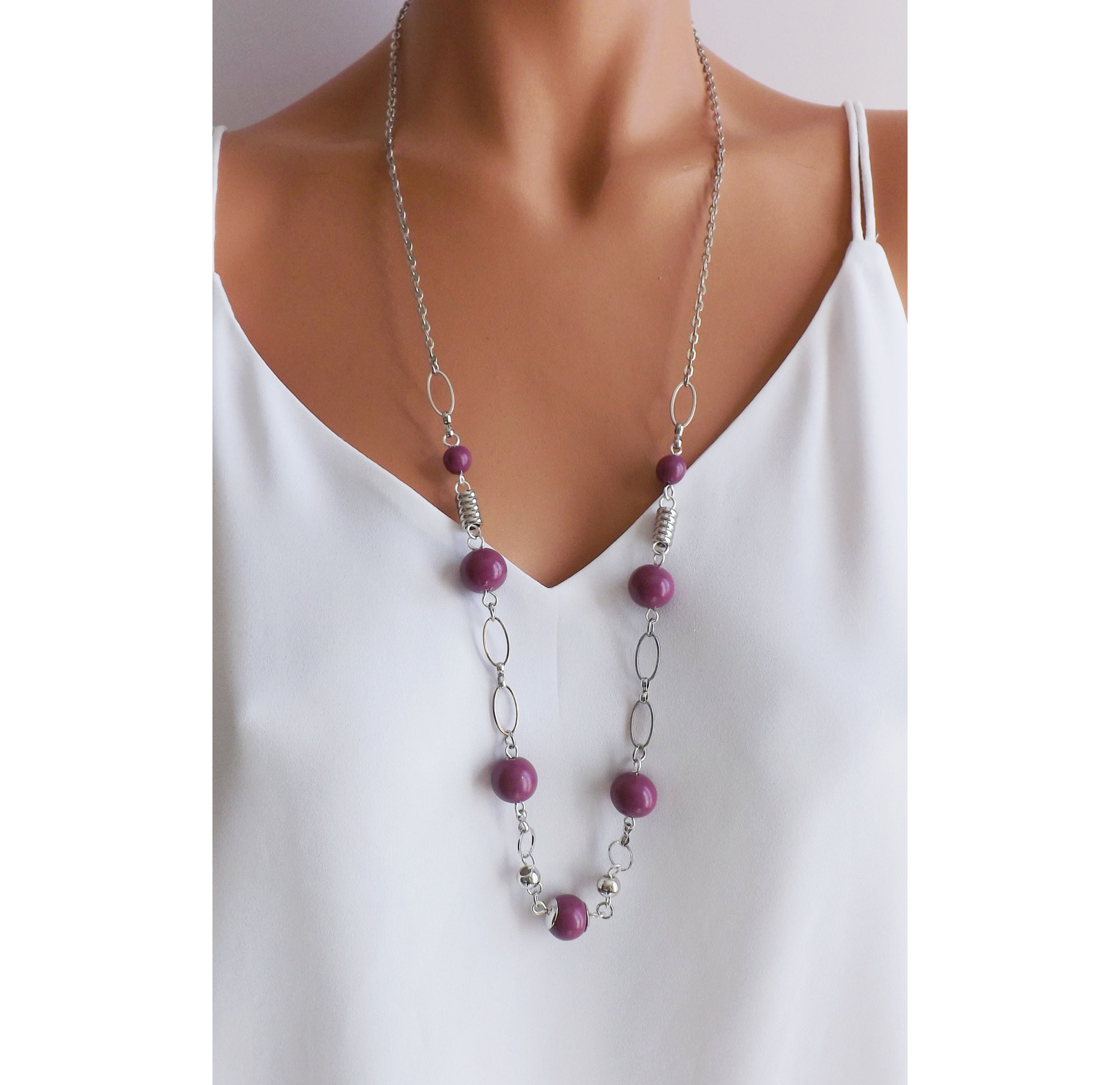 Collana lunga con ciondolo a goccia in argento sterling ossidato, nappa nera, stile boho hippie, per uomo e donna - Italia