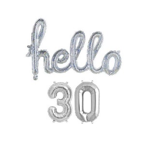 Hello 30 30th Birthday Party Balloons 30th Birthday Decorations Hello Thirty Birthday Decor 30th Birthday Balloon Letters 30th Party