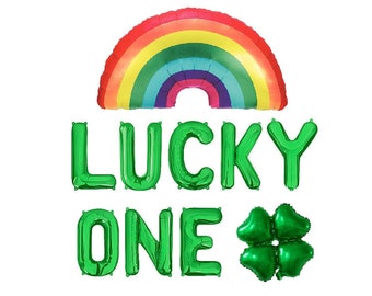 Lucky One Rainbow Clover 1st Birthday Balloons St Paddys Day Party Decor St Patricks Day Decorations St Patrick Day First Birthday Balloons