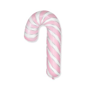 May include: Pink and white striped candy cane shaped balloon.