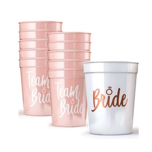 Bride and Team Bride Reusable Plastic Cups Bachelorette Party Bach Party Favors Bride Squad Lets Get Nashty Bride to Be Party Accessory