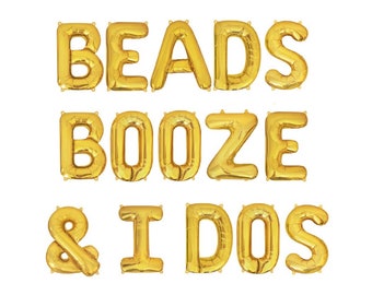 Beads Booze and I Dos Balloons NOLA Wedding Decorations New Orleans Bach NOLA Bachlorette Party New Orleans Bachelorette Decoratoons Banner