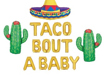 Taco Bout a Baby Balloons Fiesta Balloons Decor Taco Baby Shower Decorations Balloons Banner Balloon Letters Fiesta Baby Shower Party Reveal