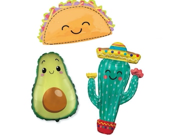 Fiesta Balloons Taco Bout A Baby Fiesta Baby Shower Fiesta Gender Reveal Decorations Fiesta Baby Announcement Taco Avocado Cactus Balloons