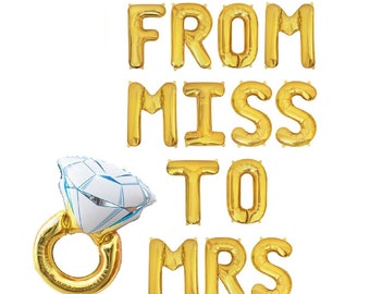 From Miss to Mrs Balloon Letters Bridal Shower Decor Engagement Party Decorations Bachelorette Party Decorations Wedding Balloon Letters