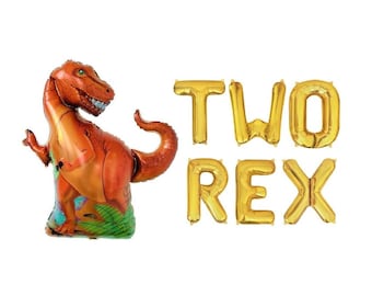 Two Rex Balloons 2 Rex balloons Dinosaur party T Rex Balloon Dinosaur Balloon TRex Theme Dinosaur Birthday Roar Rawr Sign Banner Dinos