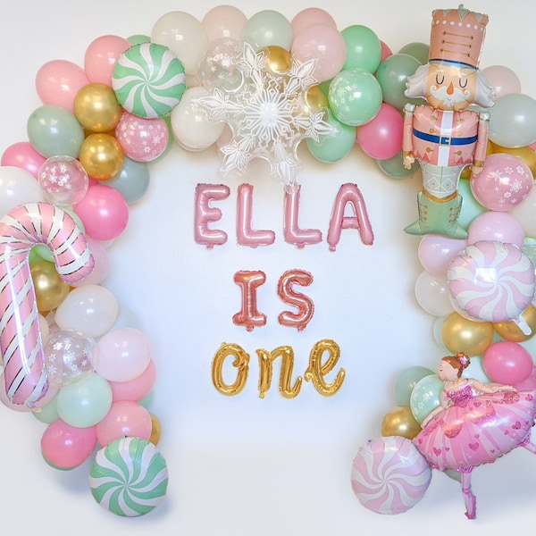 Pastel Cascanueces Fiesta de cumpleaños Decoraciones Globo Guirnalda Caramelo Tierra de dulces Globo Arco Invierno Maravillas Diciembre Chicas Onederland