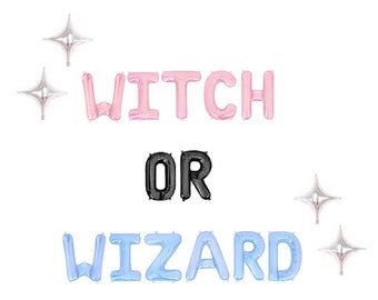 Witch Or Wizard Balloons Halloween Gender Reveal Halloween Themed Gender Reveal Baby is Brewing Boy Or Girl Halloween Gender Reveal Decor