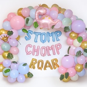 Pastel Dinosaur Birthday Balloon Garland Pink Dino Balloon Arch Three Rex Dino Birthday For Girls Dino Birthday Party Decor 2nd 3rd 4th