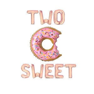 Two Sweet Balloons Donut Birthday Decor 2nd Birthday Party 2nd Birthday Sweet Balloon Letters Baby Birthday Party Rose Gold Decorations image 1