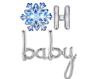 Winter Baby Shower Decorations Oh Baby Balloon Banner Winter Baby Shower Banner Winter Baby Announcement Boy Girl Baby Shower Decorations