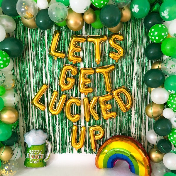 Lets Get Lucked Up - St Patricks Day Party Decor St Patricks Day Party Decorations St Patricks Day Balloons St Patrick Day Banner St Paddys