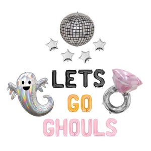 Lets Go Ghouls Balloon Banner Halloween Bachelorette Party Decor Halloween Balloons Halloween Themed Bach Party Halloween Decorations