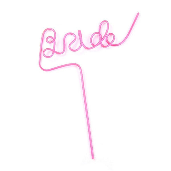 Bride Straw Pink Bride Straw Bachelorette Party Decor Bach Party Hot Pink Bride Straw Party Favors Silly Bride Straws