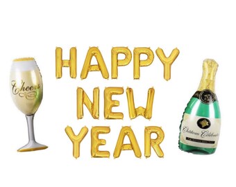 New Years Eve Party Decorations 2024 NYE Party Decor 'Happy New Year'' Balloon Banner NYE New Years Eve Decor New Years Decor 2024 Party