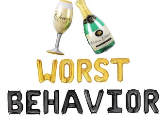 Worst Behavior Balloon Banner Bachelorette Party Decor 21st 30th Birthday Party Decorations Bachelorette Decorations Bachelorette Balloons