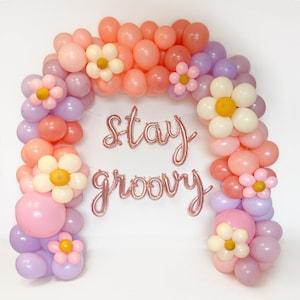Kit de guirnalda de globos para cumpleaños, decoración retro con flores para fiestas de cumpleaños de los años 60, decoraciones para despedidas de soltera, dos cumpleaños geniales