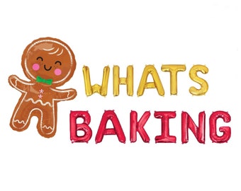 Whats Baking Balloon Banner Christmas Gender Reveal Decorations Winter Themed Gender Reveal Gingerbread Gender Reveal Baby Shower He or She