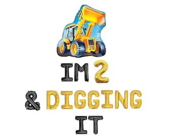 Construction Birthday Party Decorations Two and Digging It Balloons 2nd Birthday Construction Trucks Construction Site Party Decor