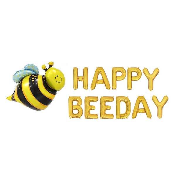 Happy Bee Day Balloons Bumble Bee Decorations Bee Birthday Party Decorations Balloon Banner Bee 1st Birthday Sign Bumble Bee Decor Bee Party