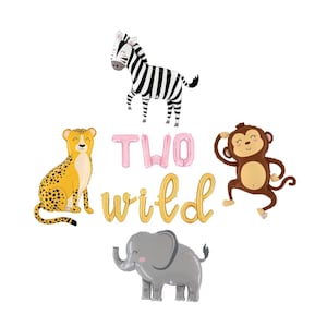 Two Wild Balloons Jungle Themed 2nd Birthday Party Decorations Safari Second Birthday Pink Safari Themed Decor Jungle Themed Party for Girls