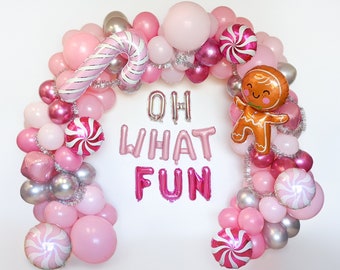 Pink Winter Onederland Balloon Garland Kit Balloon Garland Winter Wonderland Gingerbread House Cookie Decorating Party Birthday Balloon Arch