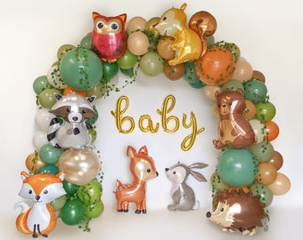 Woodland Baby Shower Decorations Kit - Balloon Garland Arch, Backdrop, Foil Balloons (Fox & Hedgehog), Gender Neutral Party Supplies - View #9