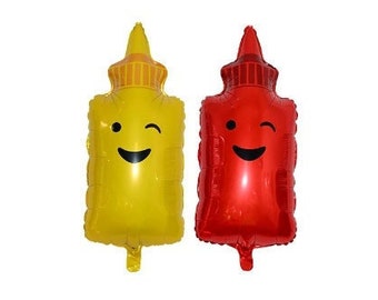 Winking Ketchup and Mustard Balloons Baby Q Balloons Birthday Party I Do BBQ Balloons Engagement Summer Grill Barbecue Pool Party Decoration