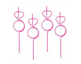 Ring Straw Pink Diamond Straw Bachelorette Party Decor Bach Party Hot Pink Bridal Diamond Ring Straw Party Favors Silly Diamond Ring Straws