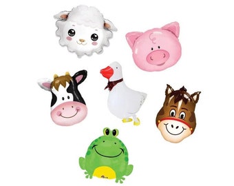 Farm Animal Balloons Cow Pig Duck Horse Sheep Toad 1st Birthday Party Farmer Barn Decorations Beep Beep Beep Little Blue Truck Party Decor