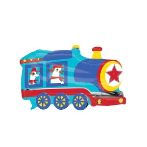 Train with Dogs Balloon Chugga Chugga Two Two Train Themed 2nd Birthday Train Second Birthday Boys Toddler Boy Tank Engine Balloons