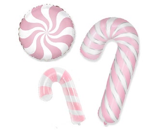 Pastel Pink Candy Canes and Candy Swirl Balloons Land of the Sweets Sugar Plum Fairy Nutcracker Birthday Candyland Party Baking Decorations