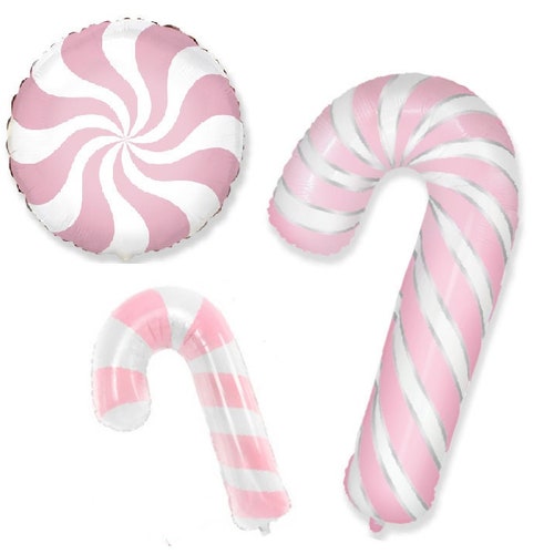Pastel Pink Candy Canes and Candy Swirl Balloons Land of the Etsy