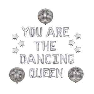Dancing Queen Bachelorette Party Decorations Balloon Banner Last Disco Groovy Silver Decor 60s 70s Retro Last Disco Bachelorette