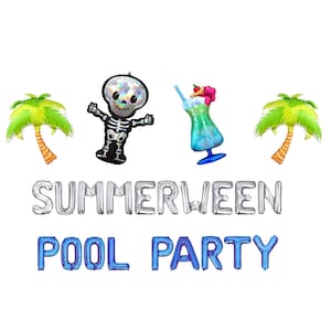 Summerween Pool Party Letter Balloon Kit Summerween Party Decorations Happy Summerween Banner Summerween Decor Summer Halloween Party Decor