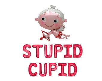 Stupid Cupid Letter Balloon Kit Valentine's Day Party Decorations Cupid Balloons Galentine's Day Party Supplies Cupid Galentine's Day Decor