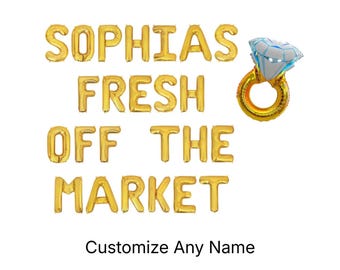 She's Fresh Off The Market Custom Name Letter Balloon Kit Farmer's Market Bridal Shower Decorations Flower Off The Market Bachelorette Party