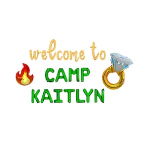 Welcome to Camp Bachelorette Custom Name Letter Balloon Kit Bachelorette Balloon Banner Camp Bachelorette Party Decor Camp Bach Summer Camp