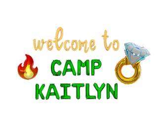 Welcome to Camp Bachelorette Custom Name Letter Balloon Kit Bachelorette Balloon Banner Camp Bachelorette Party Decor Camp Bach Summer Camp