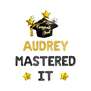 Mastered It Custom Name Letter Balloon Kit Graduation Party Decorations Graduation Party Decor Grad Party Supplies MBA Grad Masters Grad