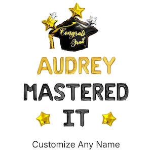 Mastered It Custom Name Letter Balloon Kit Graduation Party Decorations Graduation Party Decor Grad Party Supplies MBA Grad Masters Grad