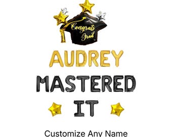 Mastered It Custom Name Letter Balloon Kit Graduation Party Decorations Graduation Party Decor Grad Party Supplies MBA Grad Masters Grad