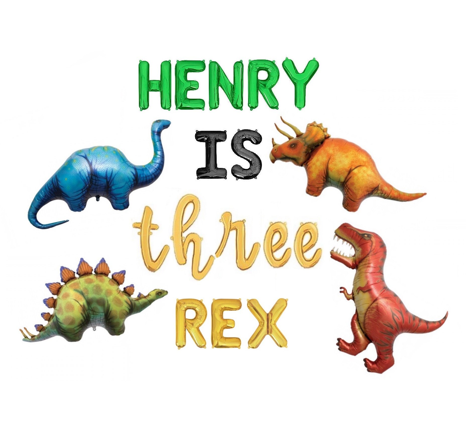 Three Rex Custom Name Balloon Banner Kids Dinosaur Party Dinosaur Birthday Party Decorations Dinosaur Party Decor Dinosaur