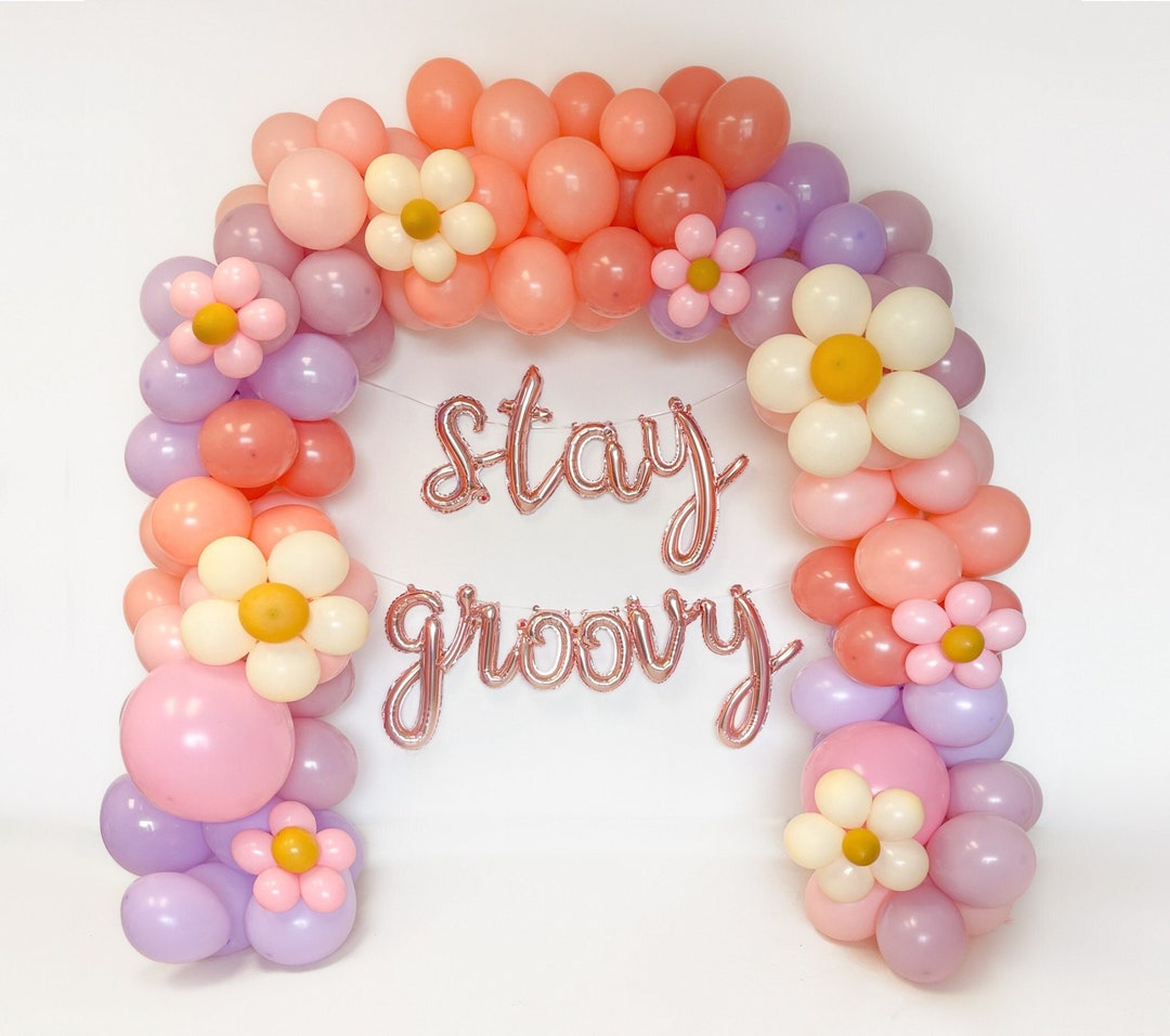 Groovy Birthday Party Decorations Retro Hippie Boho Party Supplies Daisy  Flower Backdrop Tablecloth Balloons Kit Boho Two Groovy Party Decorations  for