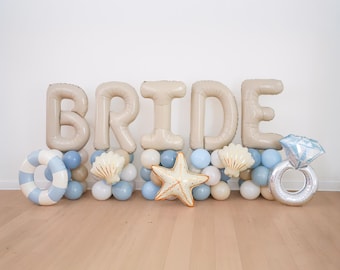 Bride Balloon Tower Last Toast On The Coast Bachelorette Party Decorations Coastal Bridal Shower Seashell Balloon Arch Kit Shell Ocean Sea