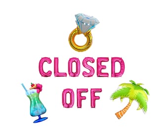 Closed Off Letter Balloon Kit Tropical Bachelorette Party Decorations Bachelorette Balloons Beach Bach Party Decor Shes Taken Balloon Banner