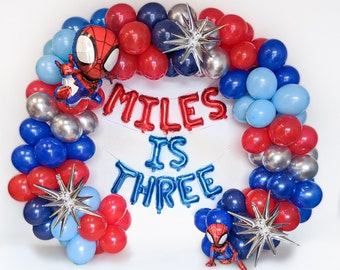 Increíble guirnalda de globos para cumpleaños de amigos con globo de Spidey Increíble arco de amigos decoraciones de cumpleaños personalizadas para fiesta de niño