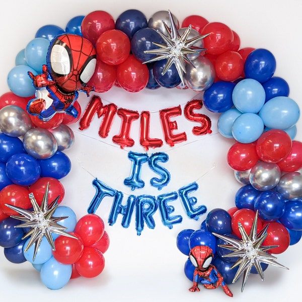 Increíble guirnalda de globos para cumpleaños de amigos con globo de Spidey Increíble arco de amigos decoraciones de cumpleaños personalizadas para fiesta de niño