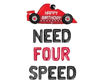 Need Four Speed Balloons Retro Race Car Birthday Party 4th Birthday Party Decorations Race Car Balloons Car Themed Birthday Party Decoration